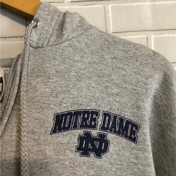 Vintage 90's Notre Dame Men's Hanes Gray Printpro Fleece Sweatshirt Hoodie L - Picture 7 of 15